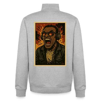 Headphone Singer Flames - Unisex Organic Zip Sweatshirt by Stanley/Stella - heather grey - Back - AI Model Male 185 light (185cm)