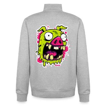 Zombi Pigs Face - Unisex Organic Zip Sweatshirt by Stanley/Stella - heather grey - Back - AI Model Male 185 light (185cm)