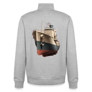 Vintage Cargo Ship Closeup - Unisex Organic Zip Sweatshirt by Stanley/Stella - heather grey - Back - AI Model Male 185 light (185cm)