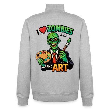 Zombie Kunst Maler mit Palette und Liebe - Unisex Organic Zip Sweatshirt von Stanley/Stella - Grau meliert - Hinten - AI Model Male 185 light (185cm)