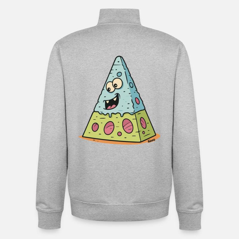 Visage riant du volcan de fromage - Sweat zippé unisexe en coton bio Stanley/Stella - gris chiné