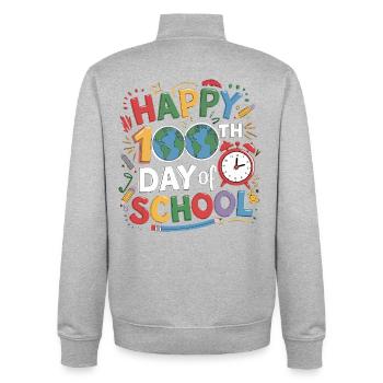 Hundertster Schultag – Buntes Motiv - Unisex Organic Zip Sweatshirt von Stanley/Stella - Grau meliert - Hinten - AI Model Male 185 light (185cm)