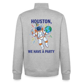 Houston We Have A Party – Astronaut Space - Unisex Organic Zip Sweatshirt by Stanley/Stella - heather grey - Back - AI Model Male 185 light (185cm)