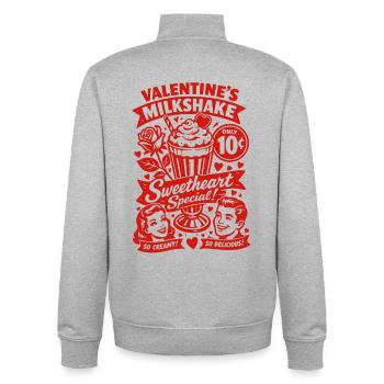 50er Jahre Valentins Milchshake für Verliebte - Unisex Organic Zip Sweatshirt von Stanley/Stella - Grau meliert - Hinten - AI Model Male 185 light (185cm)
