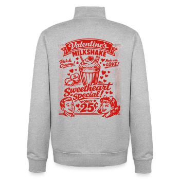 50er Jahre Valentins Milchshake für Verliebte - Unisex Organic Zip Sweatshirt von Stanley/Stella - Grau meliert - Hinten - AI Model Male 185 light (185cm)