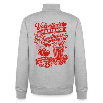 50er Jahre Valentins Milchshake für Verliebte - Unisex Organic Zip Sweatshirt von Stanley/Stella - Grau meliert - Hinten - AI Model Male 185 light (185cm)