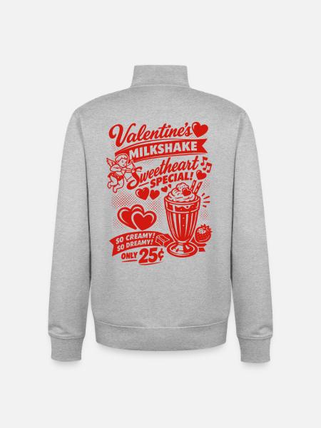 50s Valentine's milkshake for lovers - Unisex Organic Zip Sweatshirt by Stanley/Stella - heather grey