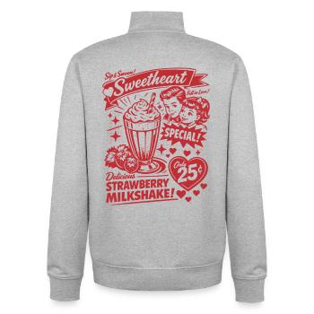 Erdbeer Milchshake 50er Jahre Retro Design - Unisex Organic Zip Sweatshirt von Stanley/Stella - Grau meliert - Hinten - AI Model Male 185 light (185cm)