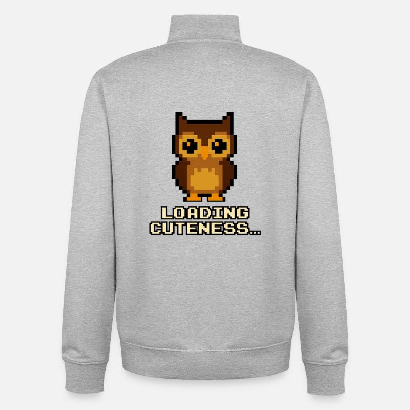 Pixel Owls Loading Cuteness - Unisex Organic Zip Sweatshirt by Stanley/Stella - heather grey