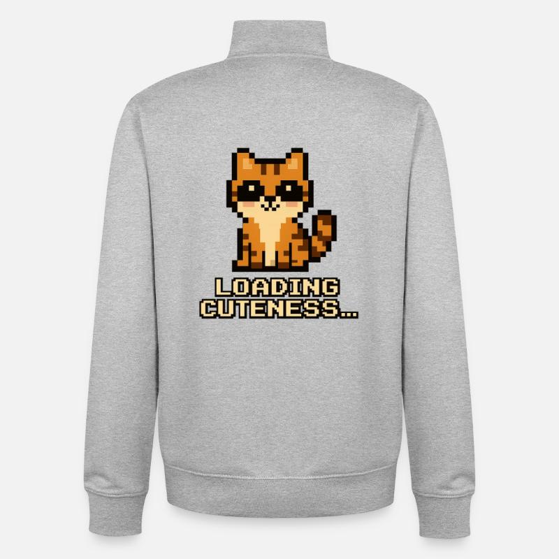 Loading Cuteness Pixel Cat - Unisex Organic Zip Sweatshirt by Stanley/Stella - heather grey