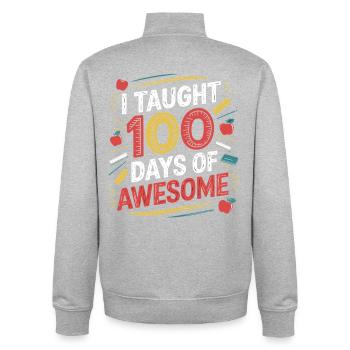 100 Days of Great Teaching - Unisex Organic Zip Sweatshirt by Stanley/Stella - heather grey - Back - AI Model Male 185 light (185cm)