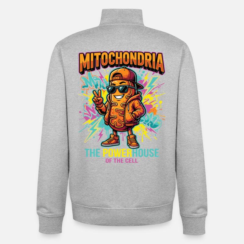 Mitochondria Powerhouse Science Humor - Unisex Organic Zip Sweatshirt von Stanley/Stella - Grau meliert