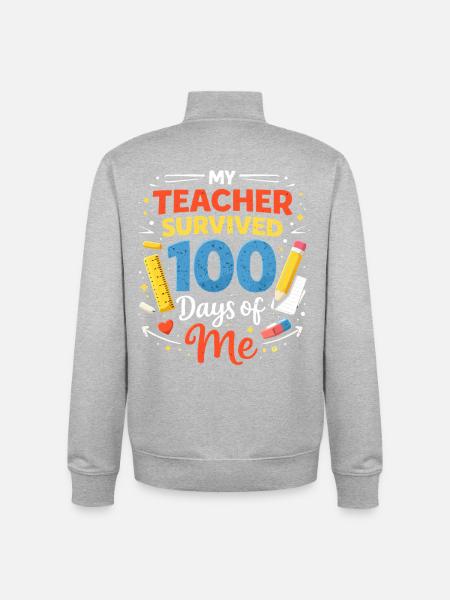L’enseignant survit 100 jours - Sweat zippé unisexe en coton bio Stanley/Stella - gris chiné