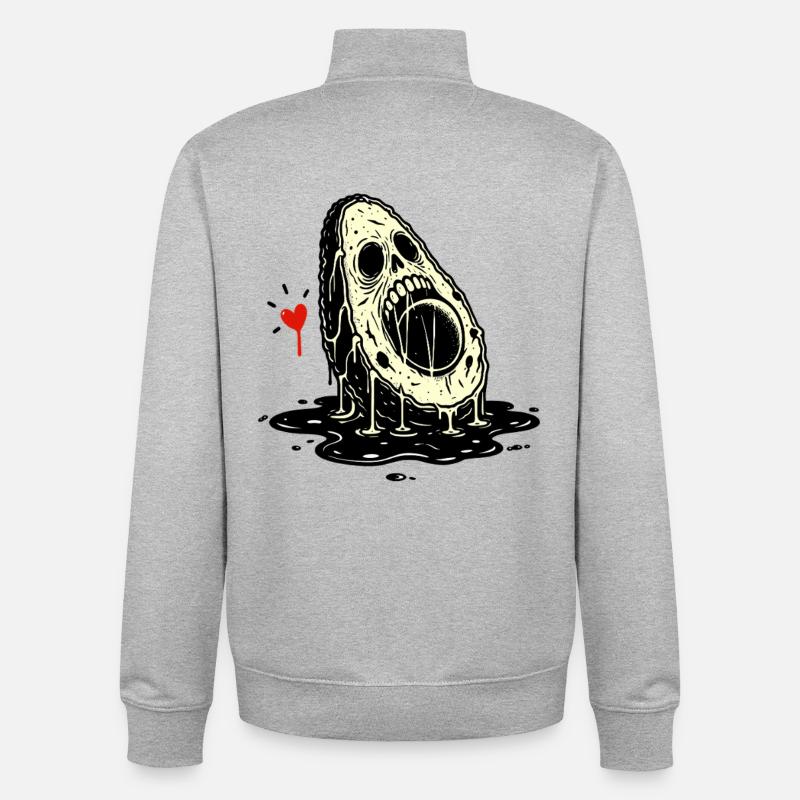 Avocat Horreur du Crâne - Sweat zippé unisexe en coton bio Stanley/Stella - gris chiné