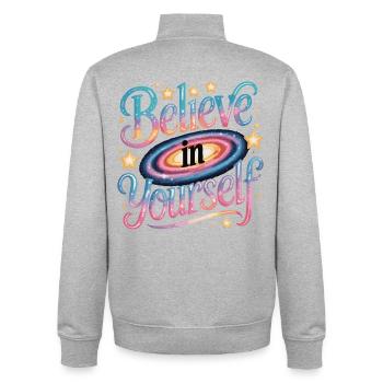 Believe in Yourself - Galaxy - Unisex Organic Zip Sweatshirt von Stanley/Stella - Grau meliert - Hinten - AI Model Male 185 light (185cm)