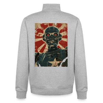 Robo Skull Robot Skull Retro - Unisex Organic Zip Sweatshirt by Stanley/Stella - heather grey - Back - AI Model Male 185 light (185cm)