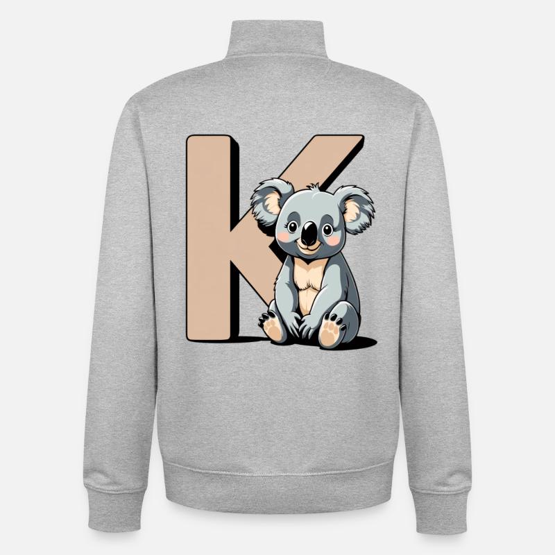 Conception des lettres KoalaK - Sweat zippé unisexe en coton bio Stanley/Stella - gris chiné