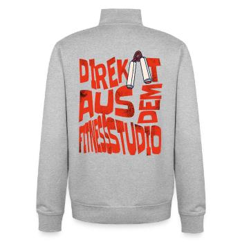 Direkt aus dem Fitnessstudio - Unisex Organic Zip Sweatshirt von Stanley/Stella - Grau meliert - Hinten - AI Model Male 185 light (185cm)