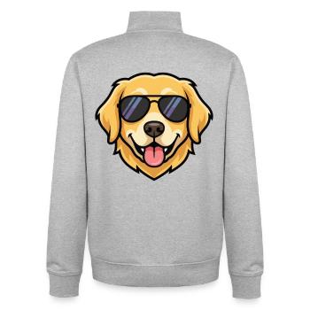 Cool Dog with Sunglasses Motif - Unisex Organic Zip Sweatshirt by Stanley/Stella - heather grey - Back - AI Model Male 185 light (185cm)