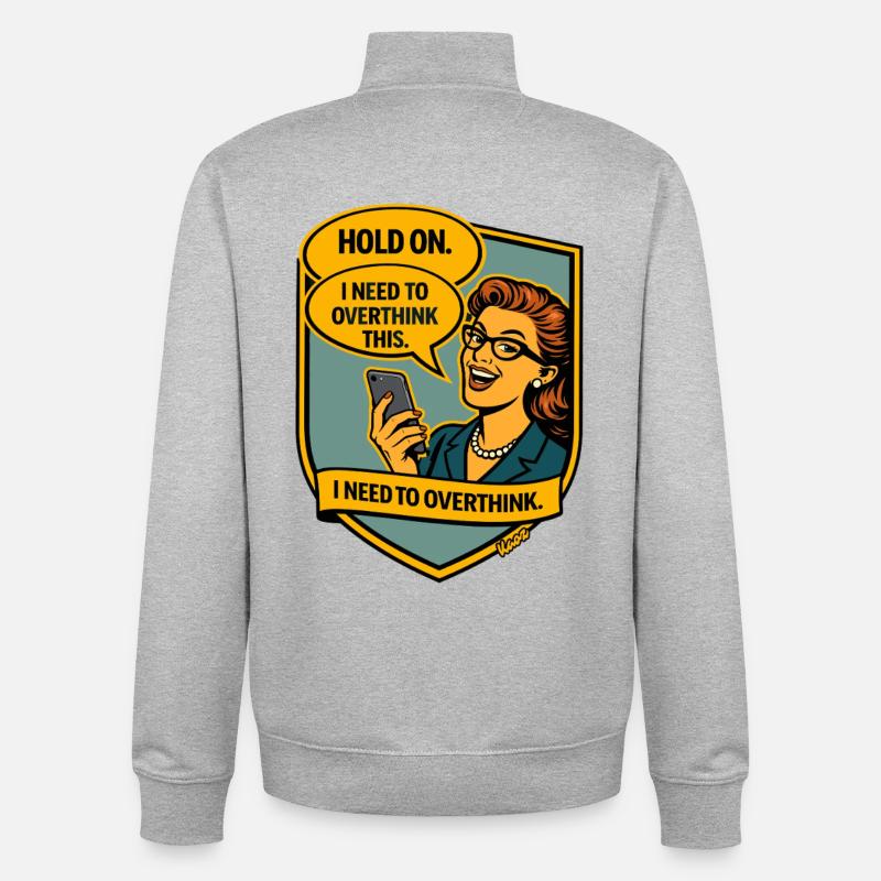 Stop – Repense Overthinker Comic - Sweat zippé unisexe en coton bio Stanley/Stella - gris chiné