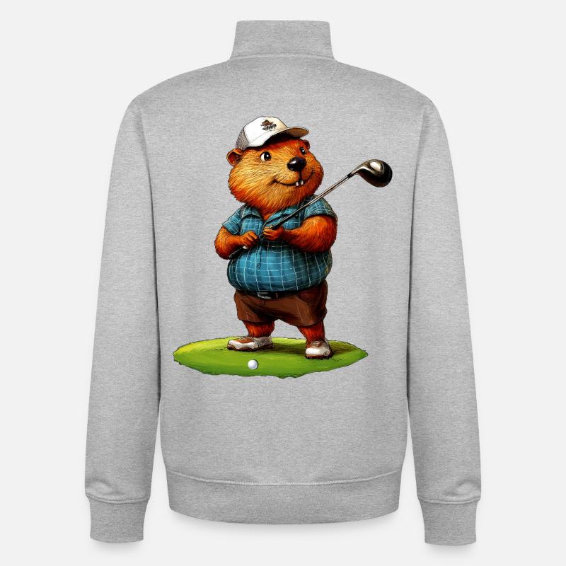 Beaver Golf - Sweat zippé unisexe en coton bio Stanley/Stella - gris chiné