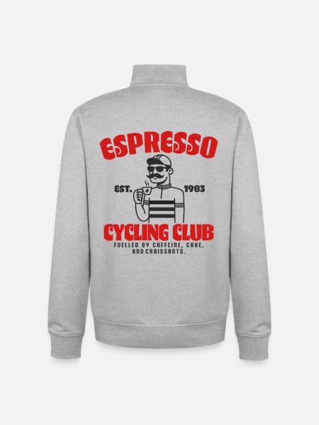 Espresso Cycling Club - Unisex Organic Zip Sweatshirt by Stanley/Stella - heather grey