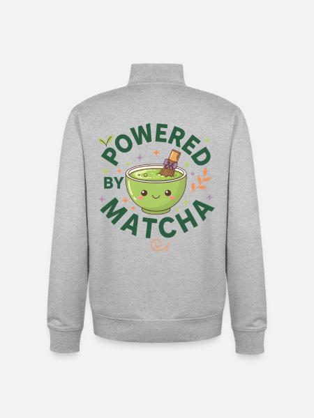 Drevet af Matcha Sjov Grøn Te Matcha-elsker - Stanley/Stella unisex sweatshirt med lynlås i økologisk - grå meleret