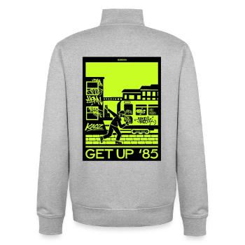 Get Up 85 Graffiti Runner - Unisex Organic Zip Sweatshirt by Stanley/Stella - heather grey - Back - AI Model Male 185 light (185cm)