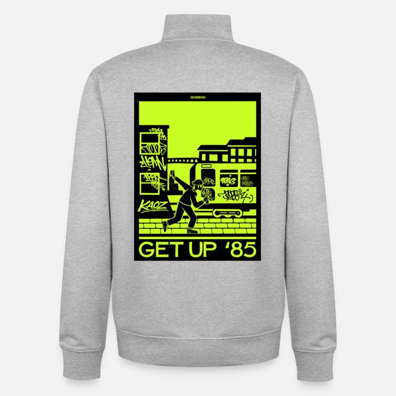 Griffonnez 85 Graffiti Runner - Sweat zippé unisexe en coton bio Stanley/Stella - gris chiné