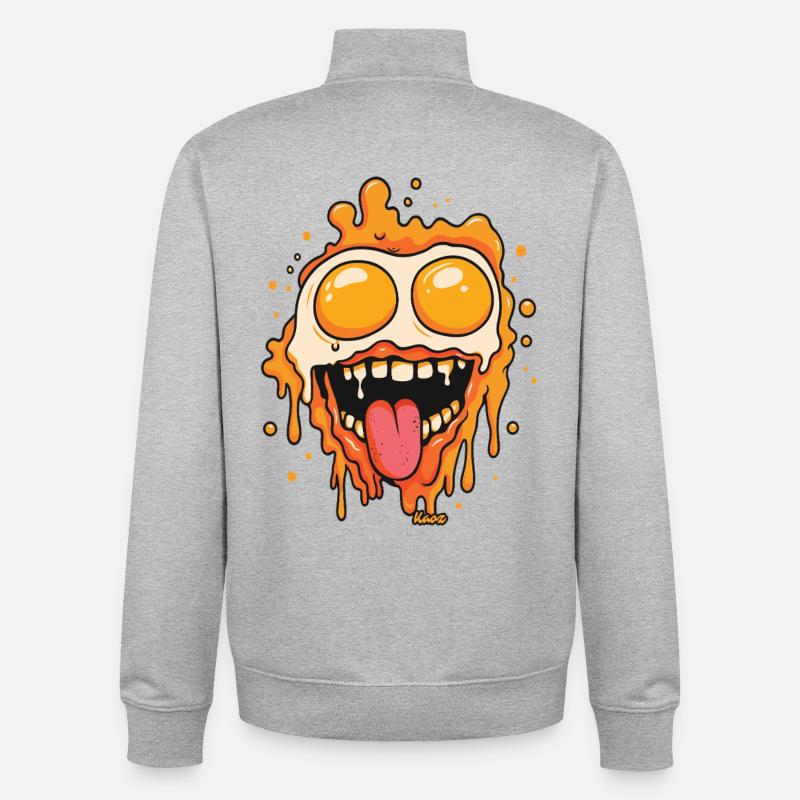 Schmelzendes Gesicht mit Spiegelei Augen - Unisex Organic Zip Sweatshirt von Stanley/Stella - Grau meliert
