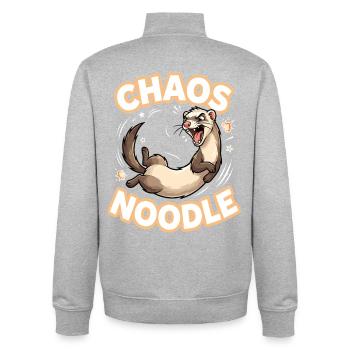 Chaos Noodle Frettchen Motiv - Unisex Organic Zip Sweatshirt von Stanley/Stella - Grau meliert - Hinten - AI Model Male 185 light (185cm)
