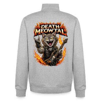 Enfer de la Roche de Death Meowtal - Sweat zippé unisexe en coton bio Stanley/Stella - gris chiné - Dos - AI Model Male 185 light (185cm)