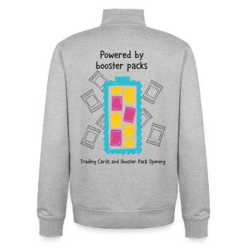 Powered By Booster Packs Trading Cards Opening - Unisex Organic Zip Sweatshirt by Stanley/Stella - heather grey - Back - AI Model Male 185 light (185cm)