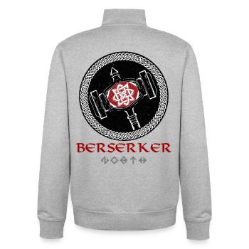 Berserker Bear – Viking Warrior from Valhalla - Unisex Organic Zip Sweatshirt by Stanley/Stella - heather grey - Back - AI Model Male 185 light (185cm)