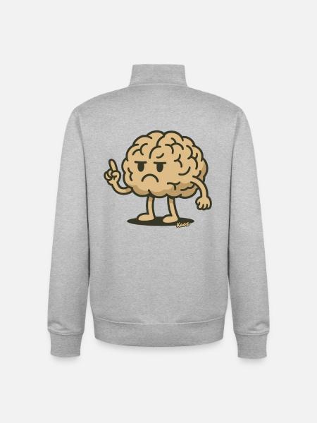 Brain figure with raised index finger - Unisex Organic Zip Sweatshirt by Stanley/Stella - heather grey