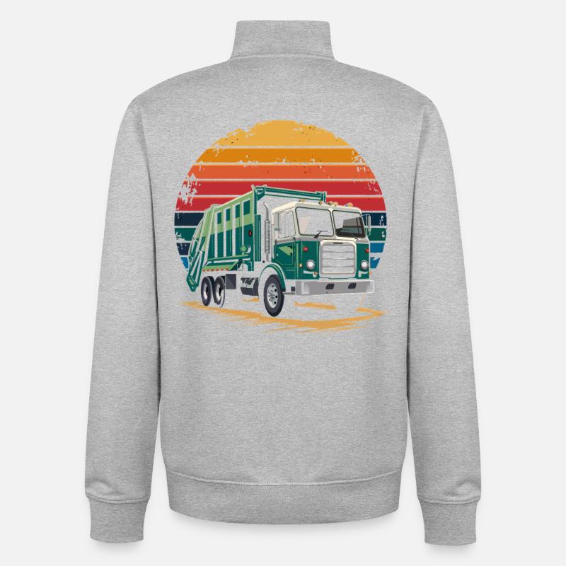 Camion rétro à Sunset - Sweat zippé unisexe en coton bio Stanley/Stella - gris chiné