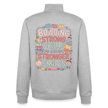 Pediatric OT Building Strong Skills Fine Motor - Unisex Organic Zip Sweatshirt von Stanley/Stella - Grau meliert - Hinten - AI Model Male 185 light (185cm)