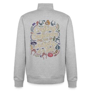 Pediatric OT Crafting Confidence Pediatric Therapy - Unisex Organic Zip Sweatshirt von Stanley/Stella - Grau meliert - Hinten - AI Model Male 185 light (185cm)