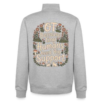 Pediatric OT Because Tiny Humans School Based OT - Unisex Organic Zip Sweatshirt von Stanley/Stella - Grau meliert - Hinten - AI Model Male 185 light (185cm)