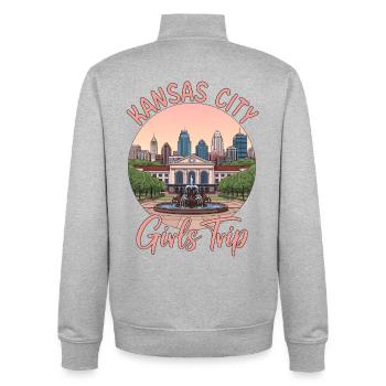 Voyage des filles à Kansas City - Sweat zippé unisexe en coton bio Stanley/Stella - gris chiné - Dos - AI Model Male 185 light (185cm)