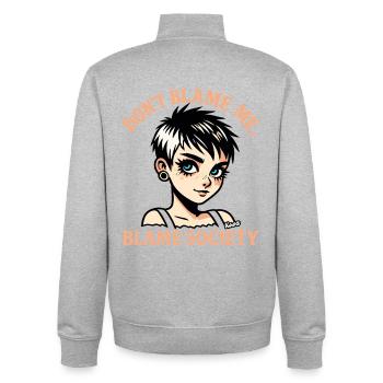 Gib mir nicht die Schuld Gesellschaft - Unisex Organic Zip Sweatshirt von Stanley/Stella - Grau meliert - Hinten - AI Model Male 185 light (185cm)
