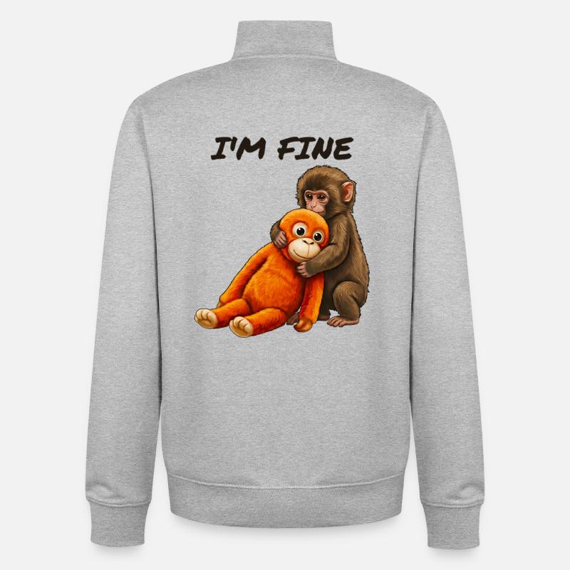 Bébé Singe Punch Meme - Sweat zippé unisexe en coton bio Stanley/Stella - gris chiné