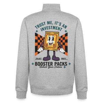 Glaub mir, es ist ein Trading von Investment Booster Packs - Unisex Organic Zip Sweatshirt von Stanley/Stella - Grau meliert - Hinten - AI Model Male 185 light (185cm)