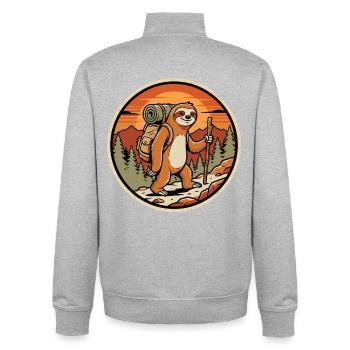 Faultier Wanderer Retro Badge - Unisex Organic Zip Sweatshirt von Stanley/Stella - Grau meliert - Hinten - AI Model Male 185 light (185cm)