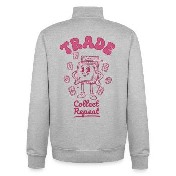 Trade Collect Repeat Trading Card Game Booster - Unisex Organic Zip Sweatshirt by Stanley/Stella - heather grey - Back - AI Model Male 185 light (185cm)