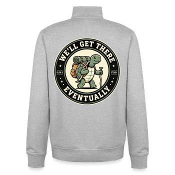We ll Get There Eventually Wander Schildkröte - Unisex Organic Zip Sweatshirt von Stanley/Stella - Grau meliert - Hinten - AI Model Male 185 light (185cm)