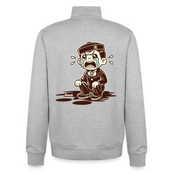 Tearful Uniform Boy Cartoon - Unisex Organic Zip Sweatshirt by Stanley/Stella - heather grey - Back - AI Model Male 185 light (185cm)