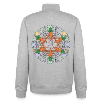 Pentagram Carrot Bunny Occult Easter Blessings - Unisex Organic Zip Sweatshirt by Stanley/Stella - heather grey - Back - AI Model Male 185 light (185cm)