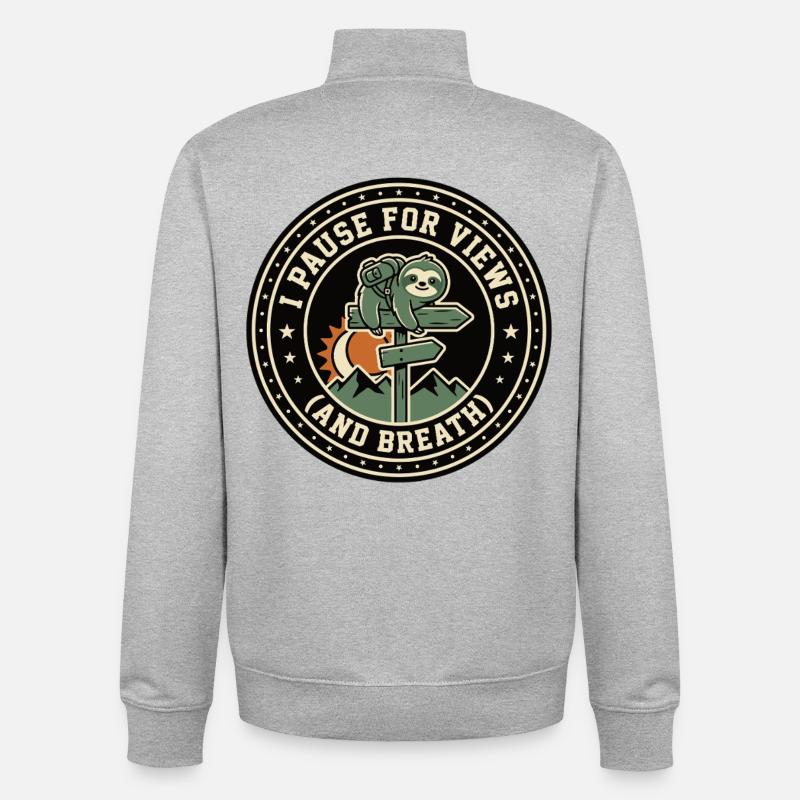Vue du Sloth Break Respire - Sweat zippé unisexe en coton bio Stanley/Stella - gris chiné