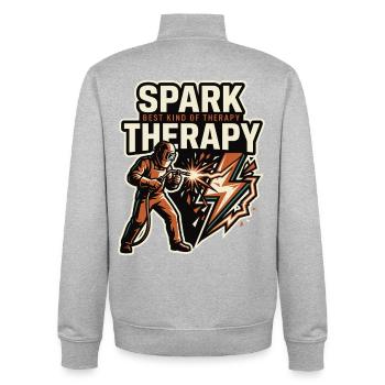 Spark Therapy Schweißen Funken Motiv - Unisex Organic Zip Sweatshirt von Stanley/Stella - Grau meliert - Hinten - AI Model Male 185 light (185cm)